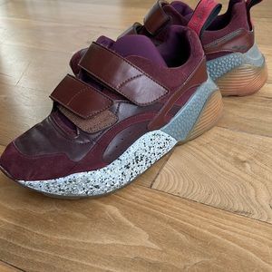 Stella McCartney 38 Velcro sneakers iconic burgundy granite